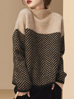 Pull à col roulé en coton beige
