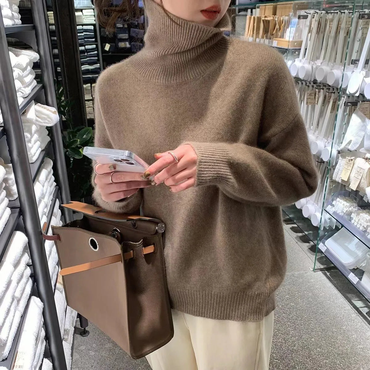 Chloé | Pull col roulé oversize en matière douce