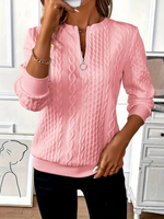 Élora - Pull à col zippé et tricot torsadé pour femme