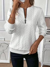 Élora - Pull à col zippé et tricot torsadé pour femme 