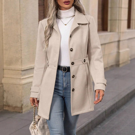 Léna | Manteau Beige Coupe Moderne