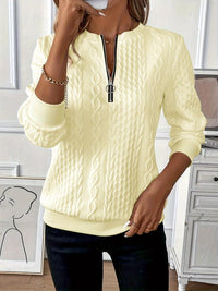 Élora - Pull à col zippé et tricot torsadé pour femme 