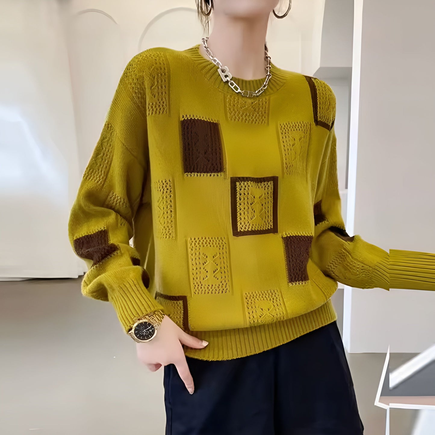 Renata | Pull Élégant à Motifs Géométriques Ajourés