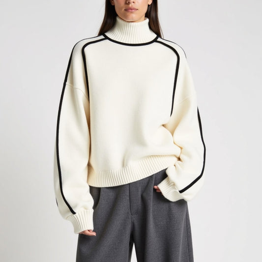 Élora - Pull à col roulé beige